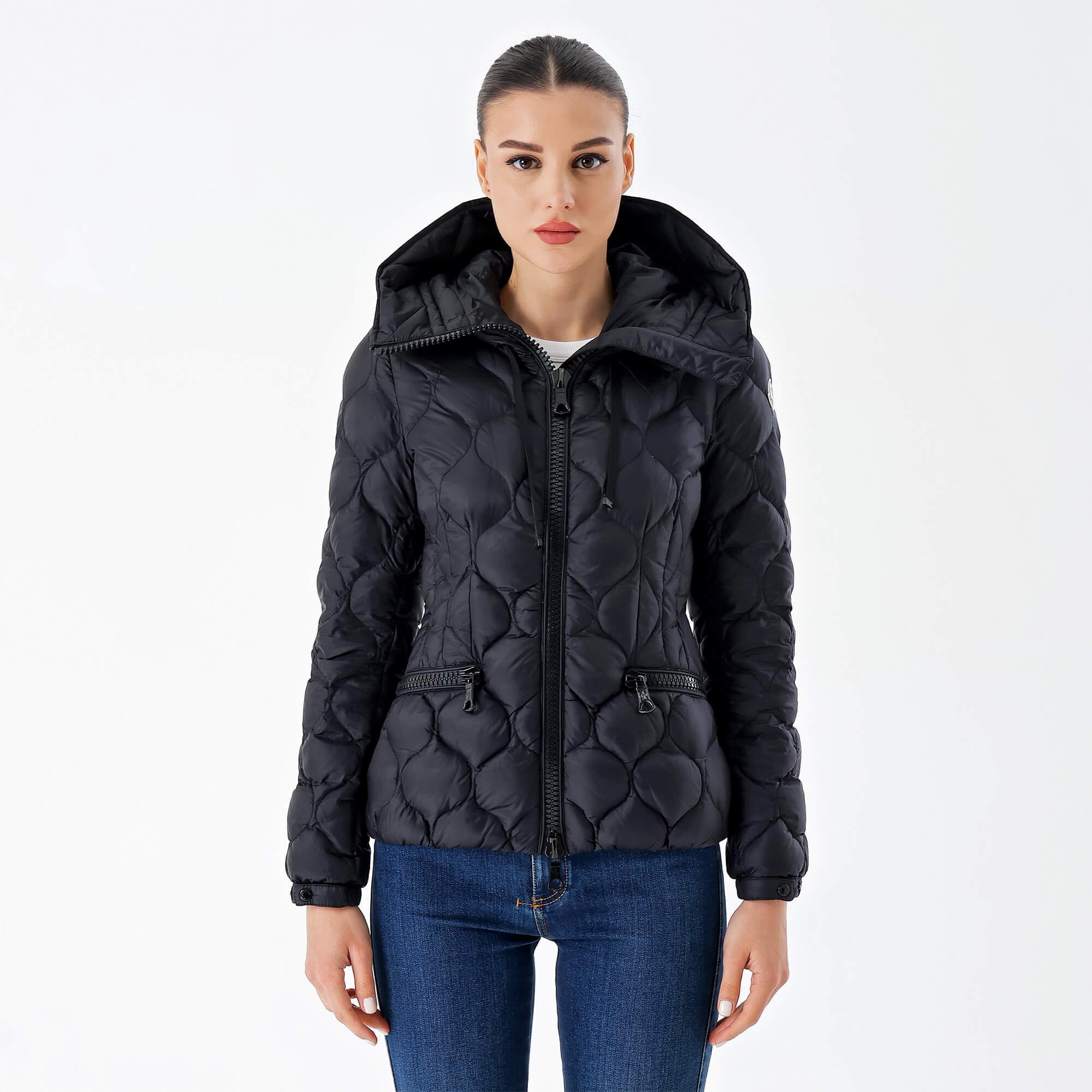 Moncler-Black Quilted Puffer Hoodied Coat